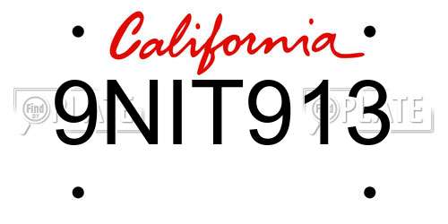 9NIT913 California License Plate