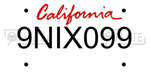 9NIX099 California License Plate