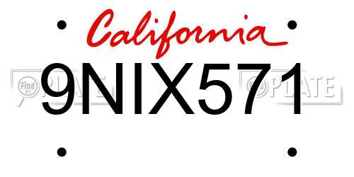 9NIX571 California License Plate