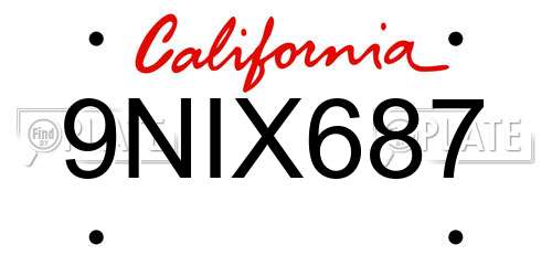 9NIX687 California License Plate