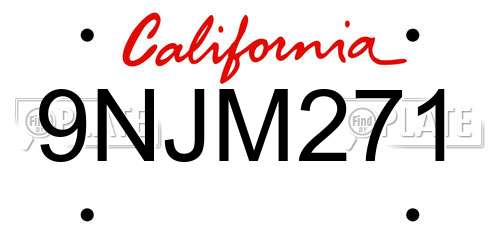 9NJM271 California License Plate