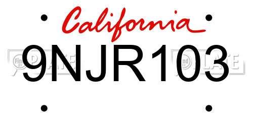 9NJR103 California License Plate