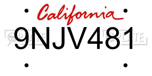 9NJV481 California License Plate