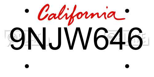 9NJW646 California License Plate