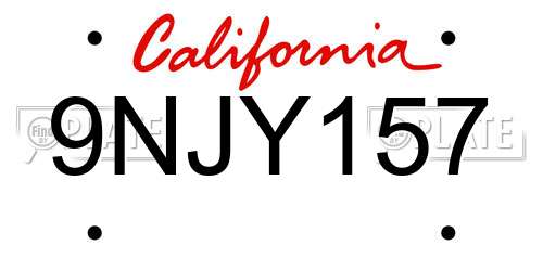 9NJY157 California License Plate
