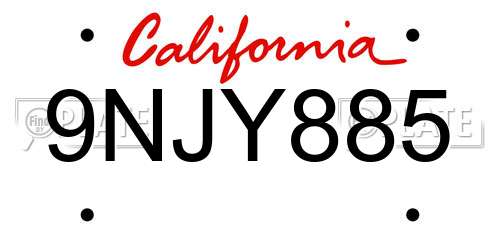 9NJY885 California License Plate