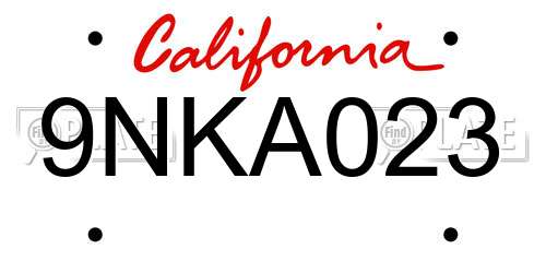 9NKA023 California License Plate