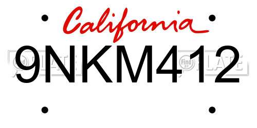 9NKM412 California License Plate
