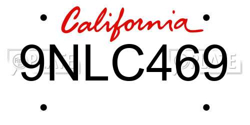 9NLC469 California License Plate