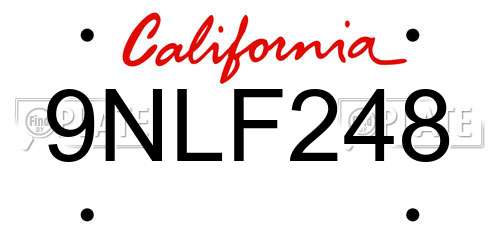 9NLF248 California License Plate