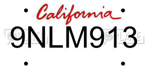9NLM913 California License Plate