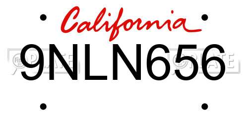 9NLN656 California License Plate