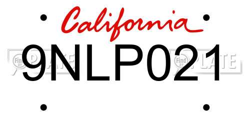 9NLP021 California License Plate