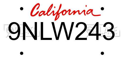 9NLW243 California License Plate