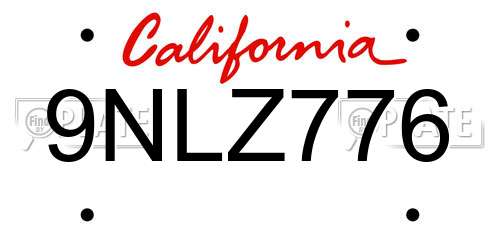 9NLZ776 California License Plate