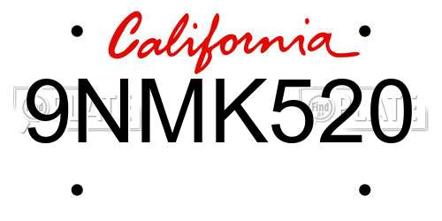 9NMK520 California License Plate