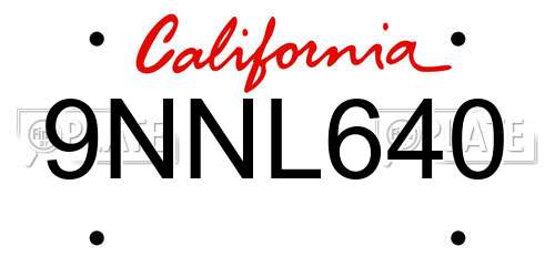 9NNL640 California License Plate