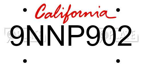 9NNP902 California License Plate