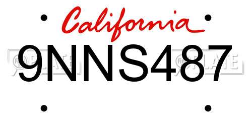 9NNS487 California License Plate