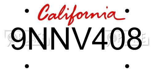 9NNV408 California License Plate