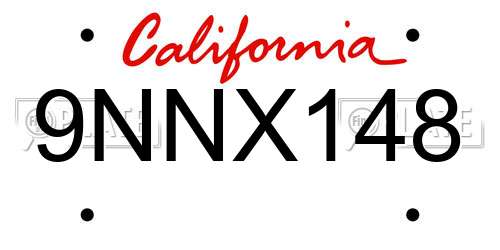 9NNX148 California License Plate