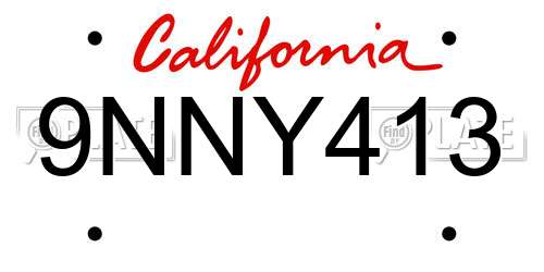 9NNY413 California License Plate