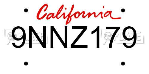 9NNZ179 California License Plate