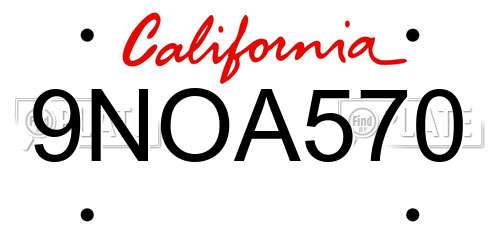 9NOA570 California License Plate