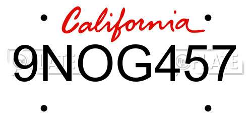 9NOG457 California License Plate