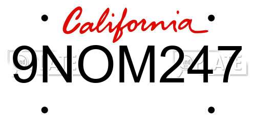 9NOM247 California License Plate