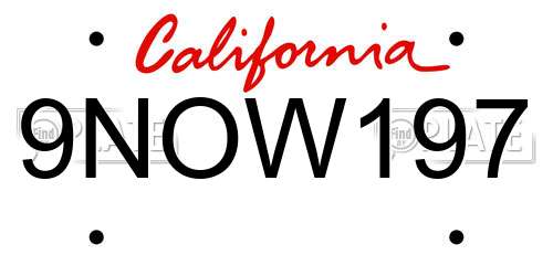 9NOW197 California License Plate