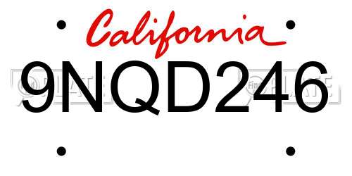 9NQD246 California License Plate