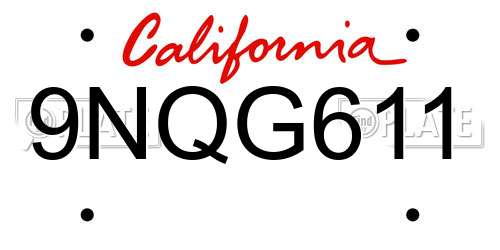 9NQG611 California License Plate
