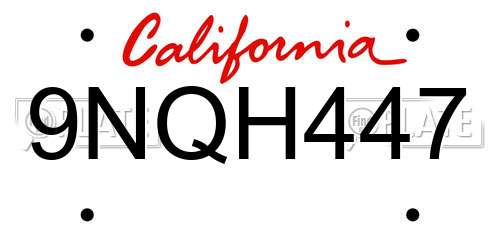 9NQH447 California License Plate