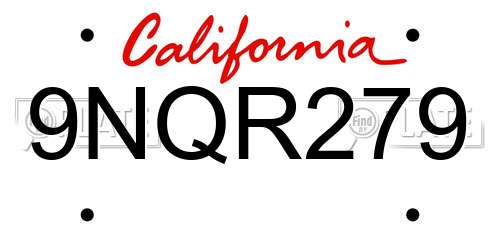 9NQR279 California License Plate