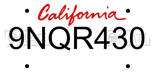 9NQR430 California License Plate