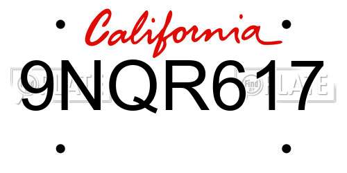 9NQR617 California License Plate