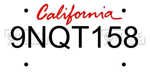 9NQT158 California License Plate