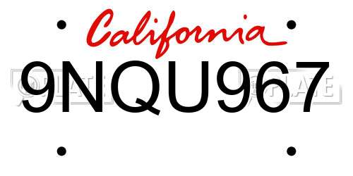 9NQU967 California License Plate