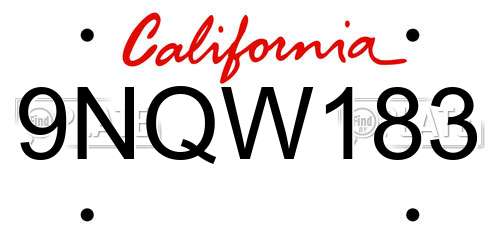 9NQW183 California License Plate