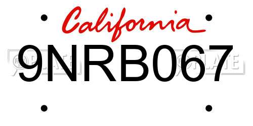 9NRB067 California License Plate