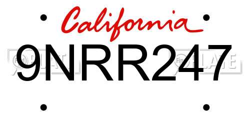 9NRR247 California License Plate