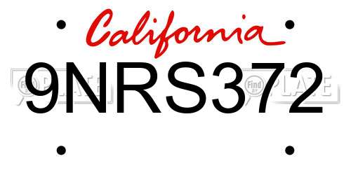 9NRS372 California License Plate