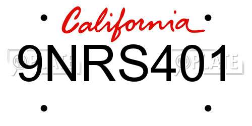 9NRS401 California License Plate