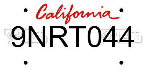 9NRT044 California License Plate