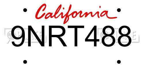 9NRT488 California License Plate