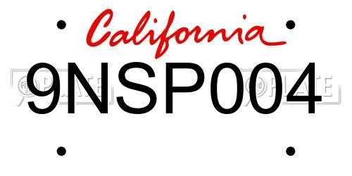 9NSP004 California License Plate
