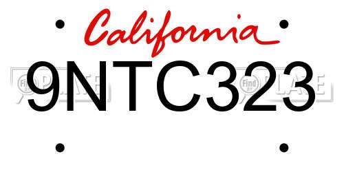 9NTC323 California License Plate