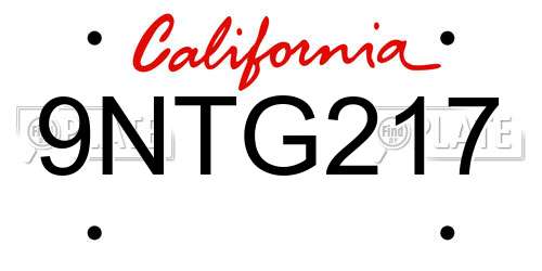 9NTG217 California License Plate