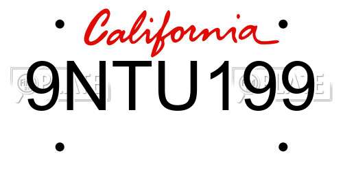 9NTU199 California License Plate